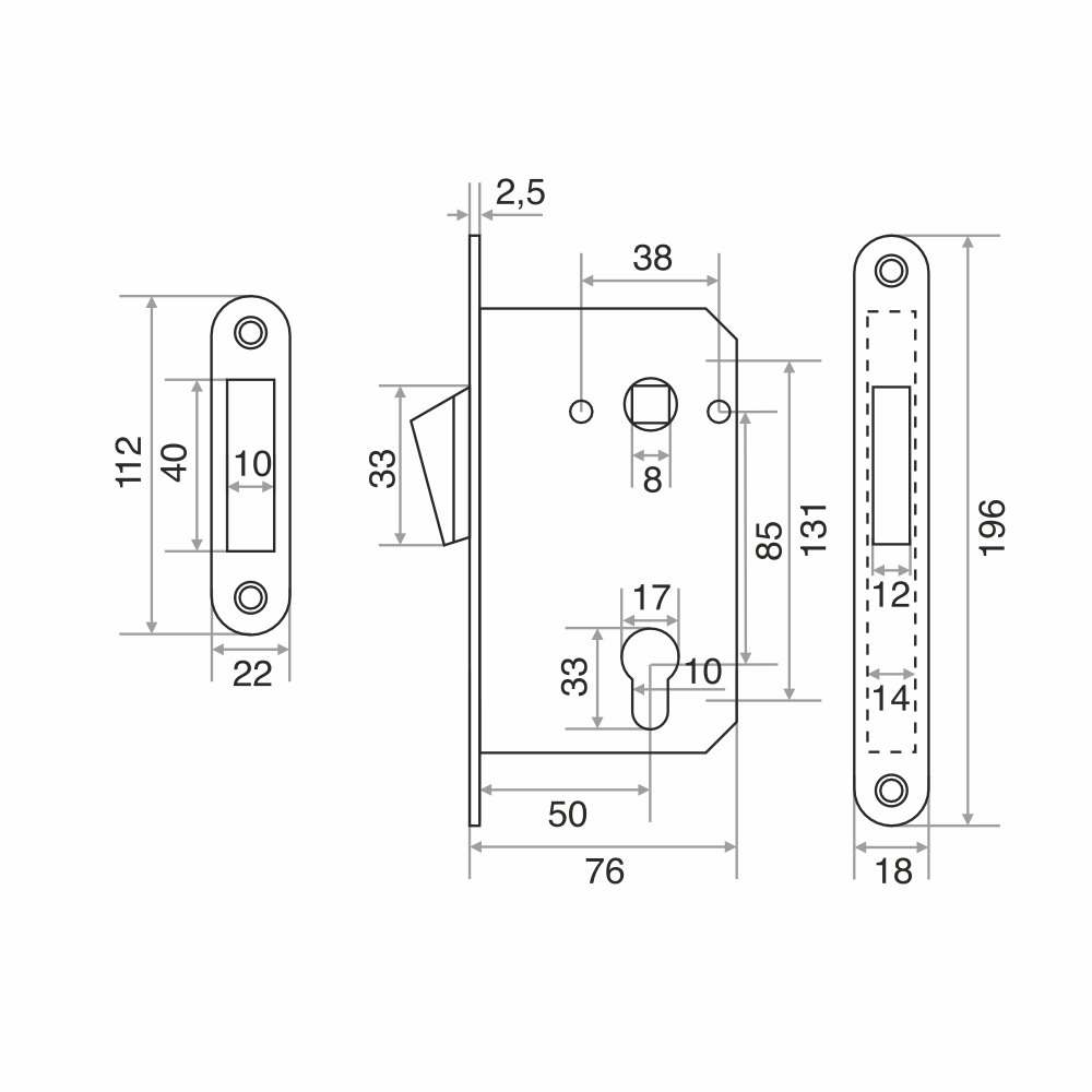Корпус замка Trodos CX-85ET/M GP магнит, золото