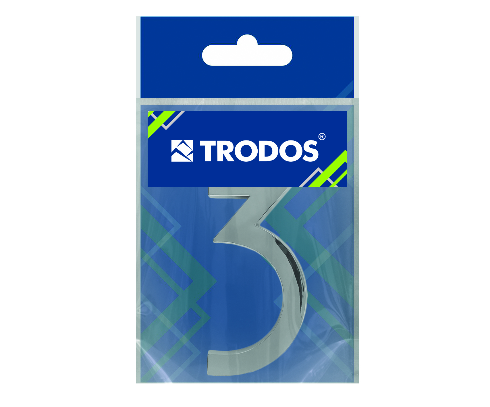Цифра дверная Trodos "3" модерн, хром