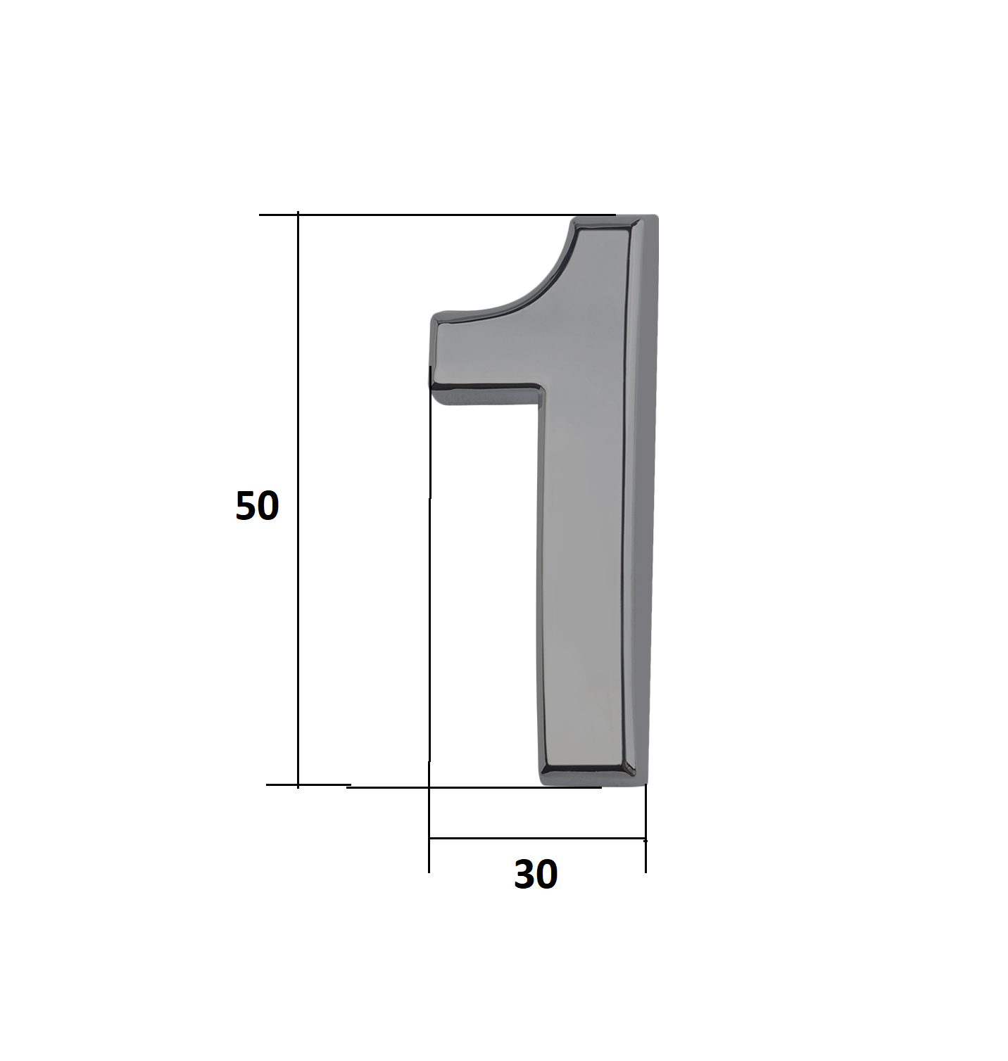 Цифра дверная Trodos "1" классика, хром