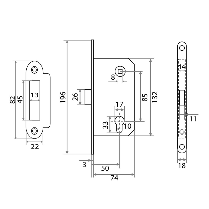 Корпус замка Trodos CX410B-85ET/M WW магнит, белый 