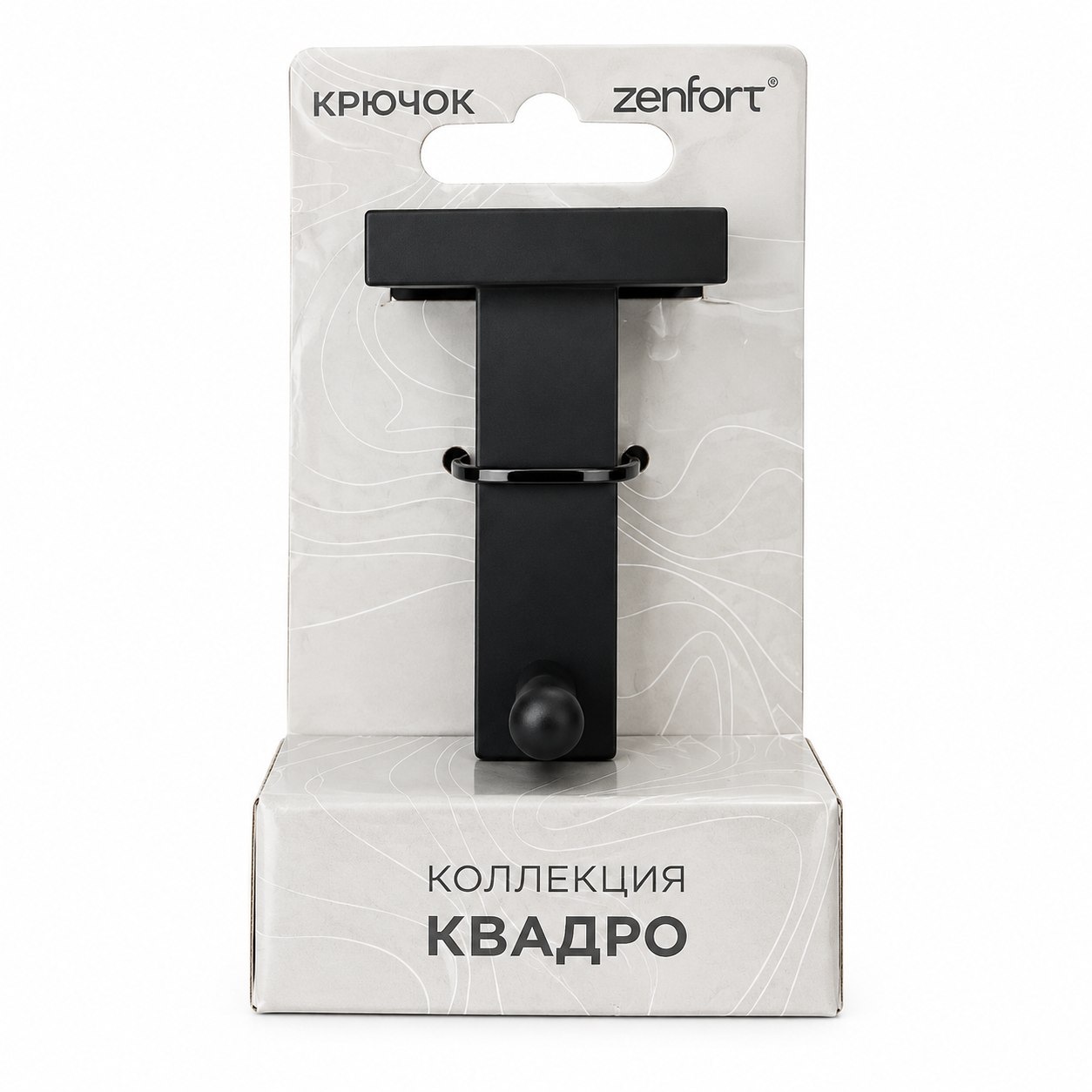 Крючок Zenfort одинарный коллекция "Квадро", черный матовый