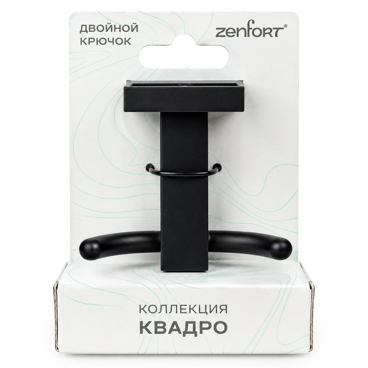 Крючок Zenfort двойной коллекция "Квадро", черный матовый