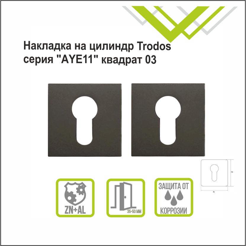Накладка на цилиндр Trodos "ET" серия 03 слим, графит