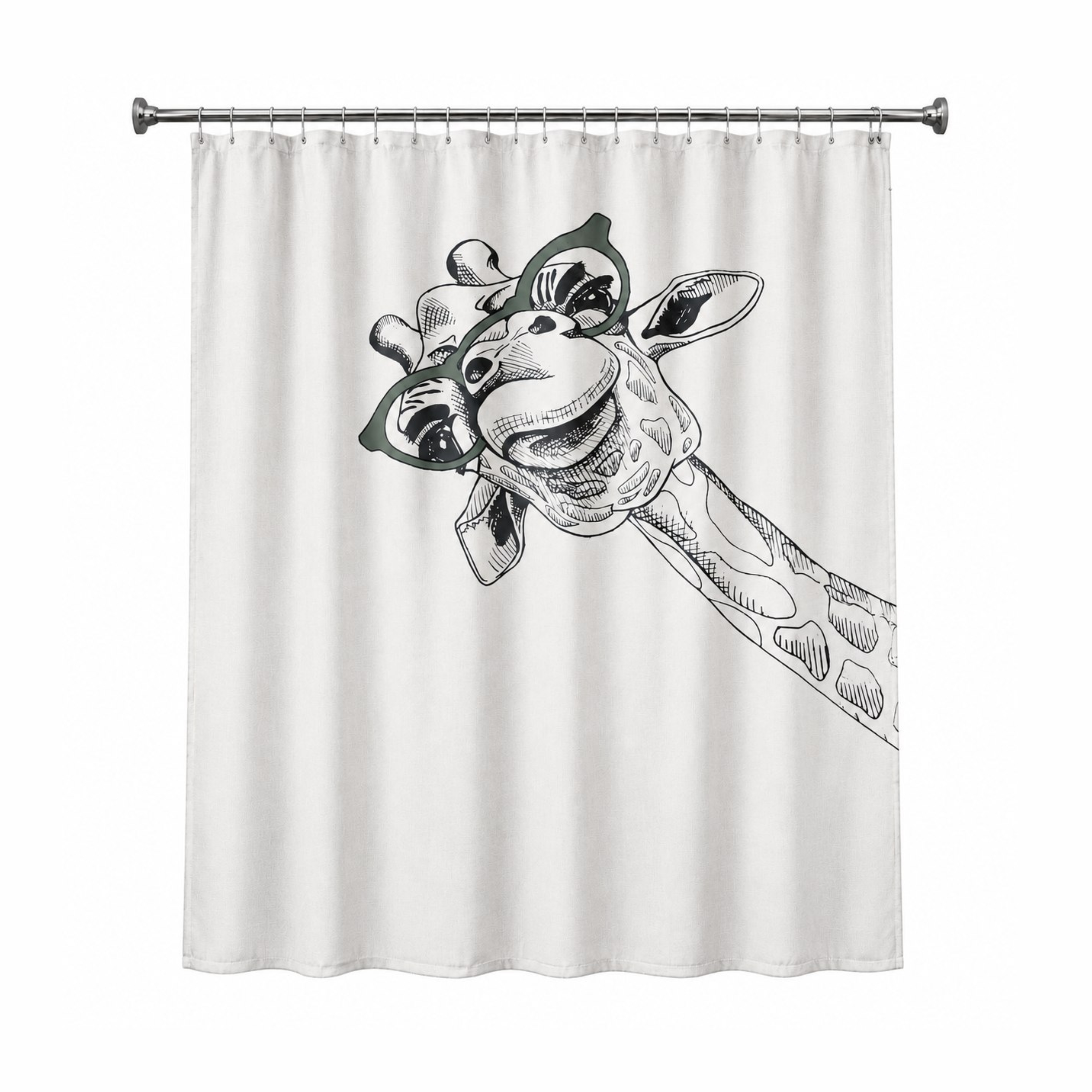 Штора для ванной Zenfort "Жираф" (Happy giraffe) полиэстер, 180х200см, белая