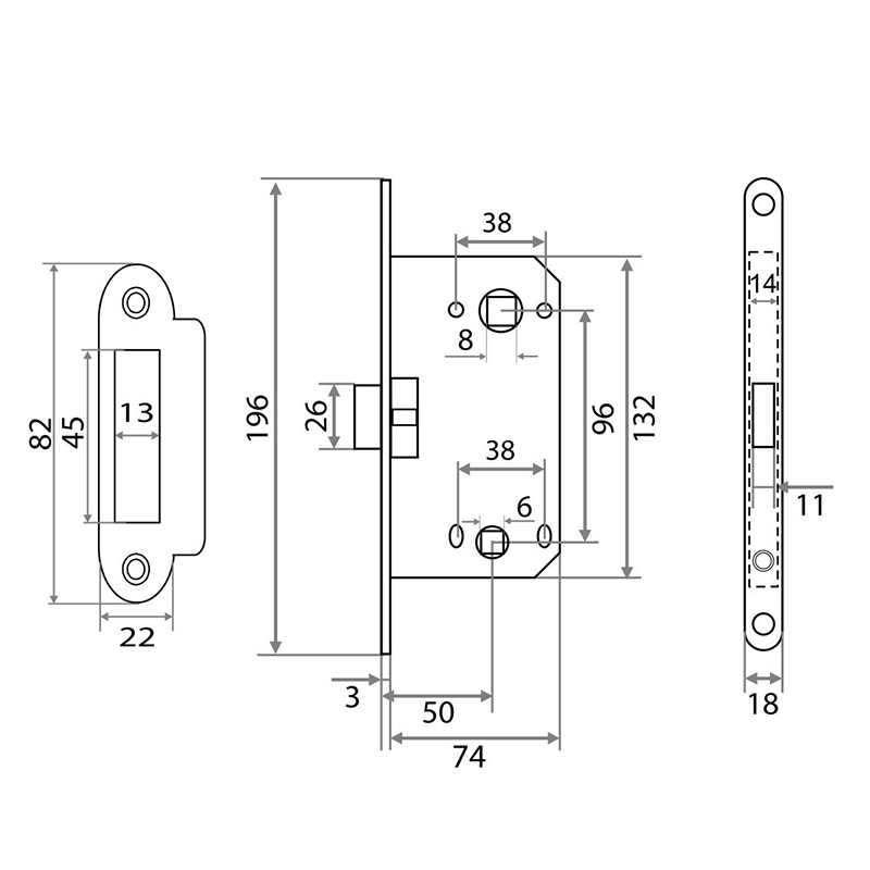 Защелка врезная Trodos SD600-96WC/P BL пластик, черный