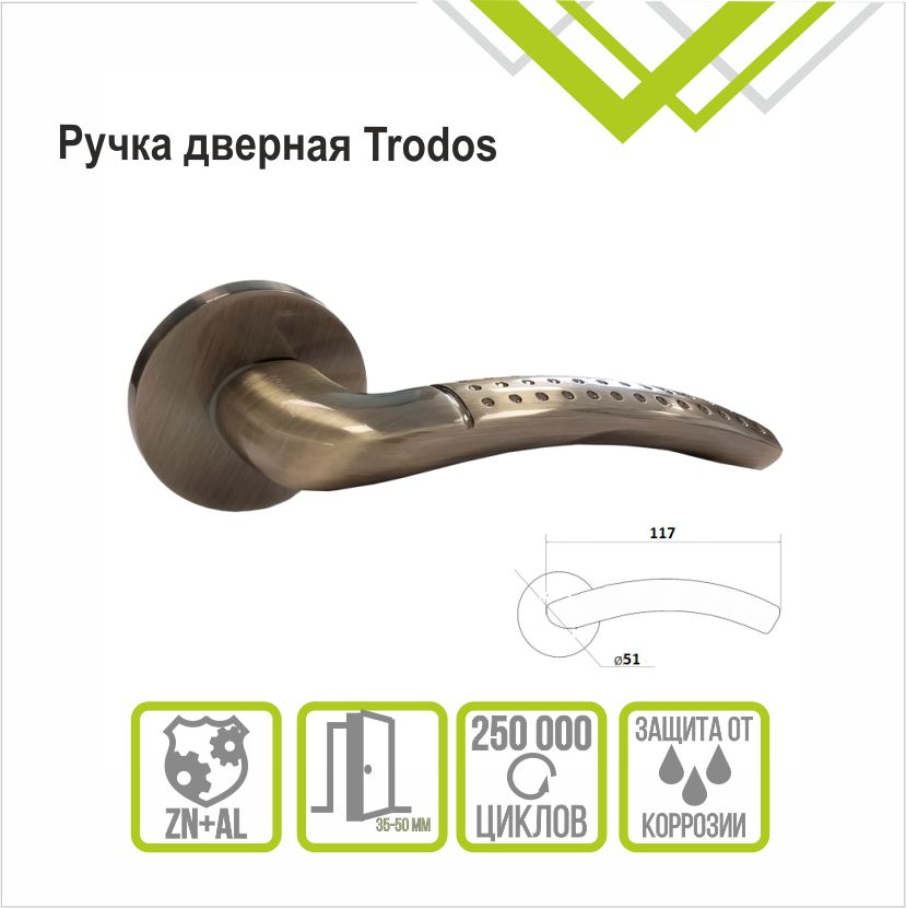 Ручка раздельная Trodos "106" серия 06 слим, бронза