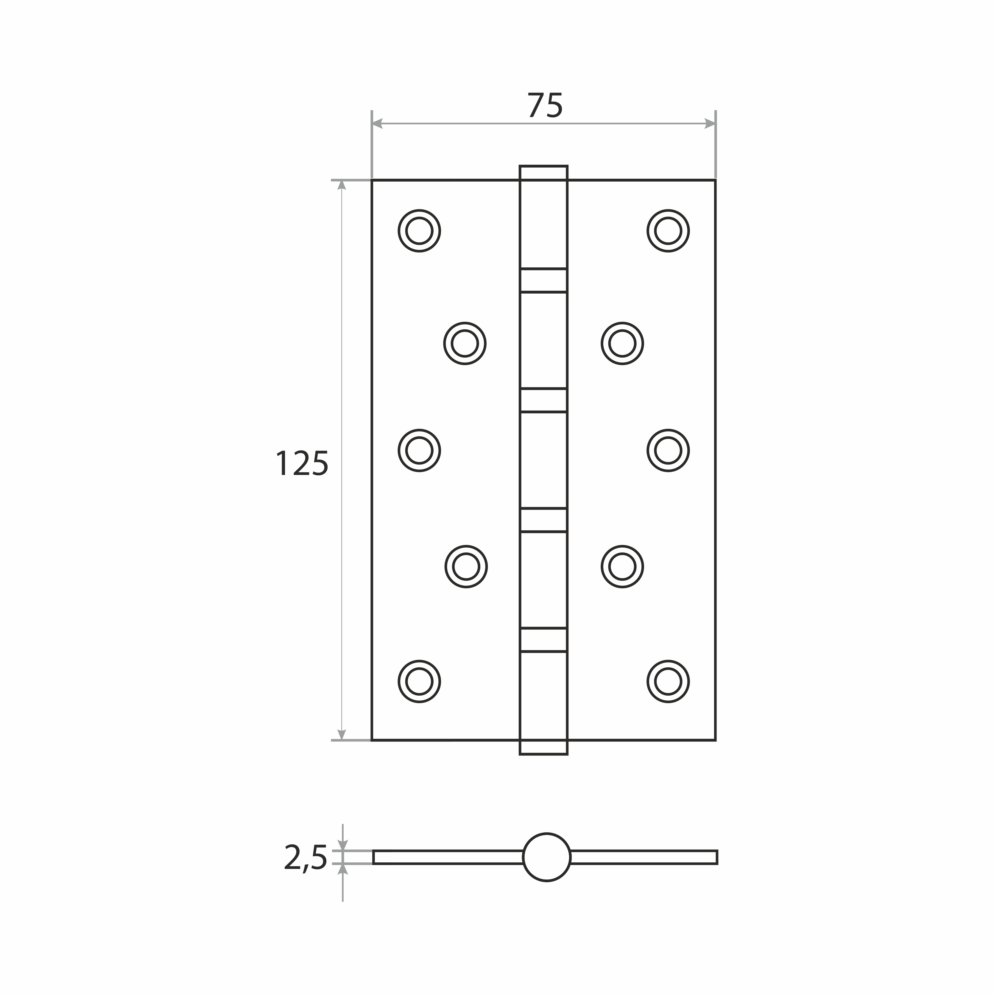 Петля накладная Trodos 125х75х2,5 AB бронза