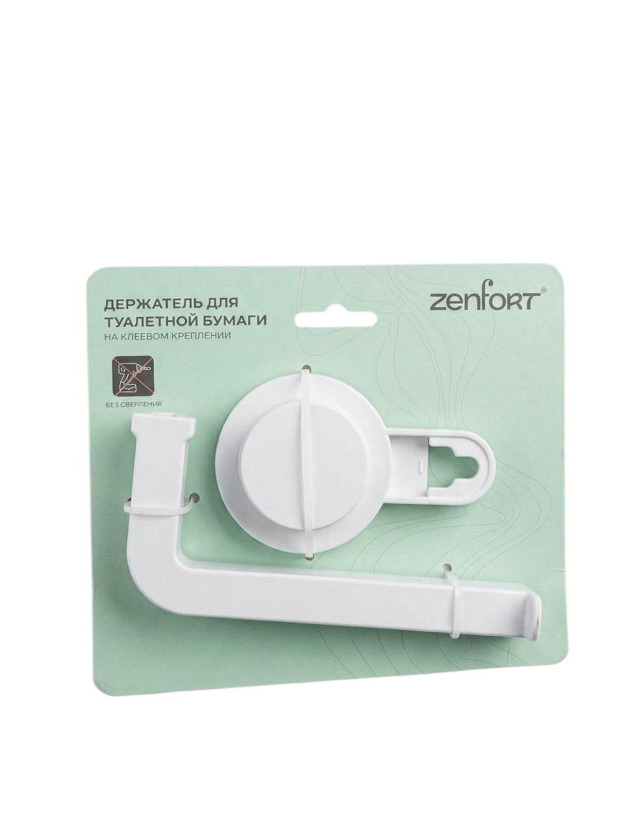 Держатель для туалетной бумаги на присоске Zenfort "Изи" (Easy), пластик, белый