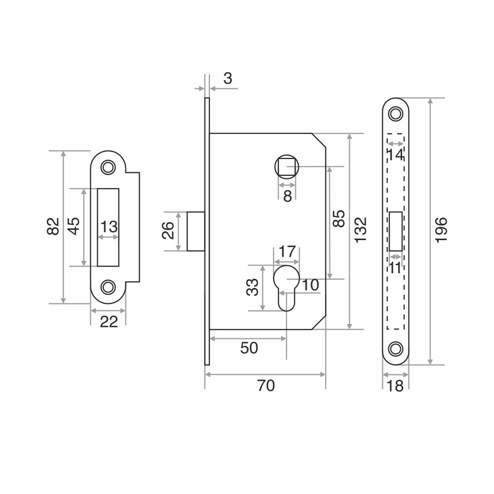 Защелка врезная Trodos SD600-96WC/P CP пластик, хром