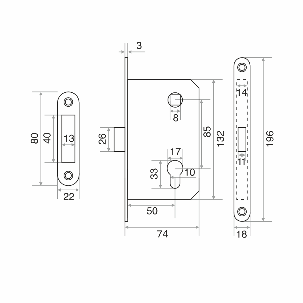 Корпус замка Trodos CX410B-85ET/M WW магнит, белый 
