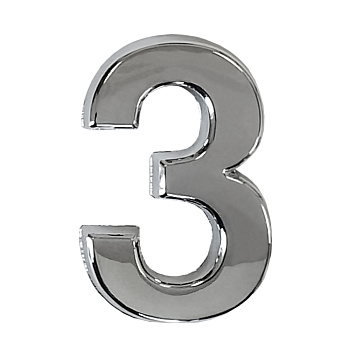 Цифра дверная Trodos "3" классика, хром