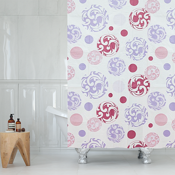 Штора для ванной Delphinium "Мираж" ПВХ 180х180см, 12 колец