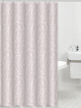 Штора для ванной Delphinium "Пион" полиэстер 180х180см, 12 колец, розовый