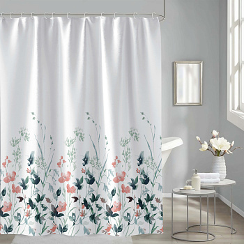 Штора для ванной Delphinium "Лиана" полиэстер 180х180см, 12 колец