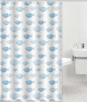 Штора для ванной Delphinium "Круиз" полиэстер 180х180см, 12 колец