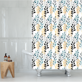 Штора для ванной Delphinium "Шелест" ПВХ 180х180см, 12 колец